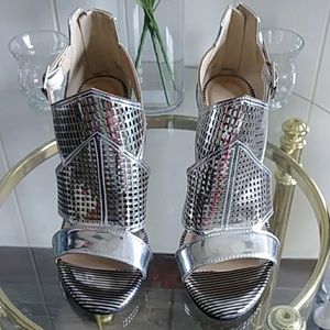 Ashley Stewart silver high heel sandals
